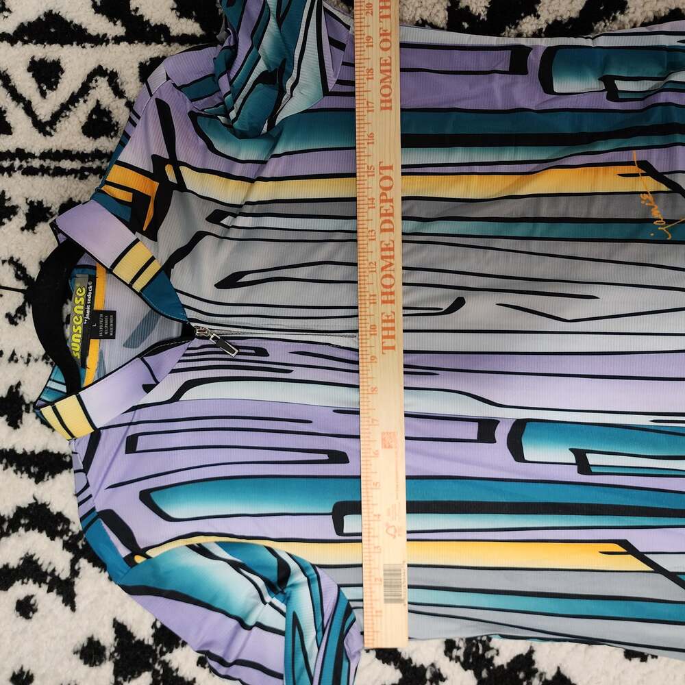 Jamie Sadock Sunsense Long Sleeve 1/4 Zip Mock Neck Golf Top Abstract Print - Picture 7 of 8